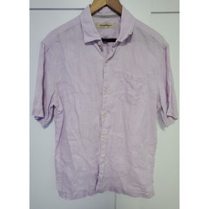 Tommy Bahama Short Sleeve Button Up Size Medium 100% Linen Men's Purple Shirt